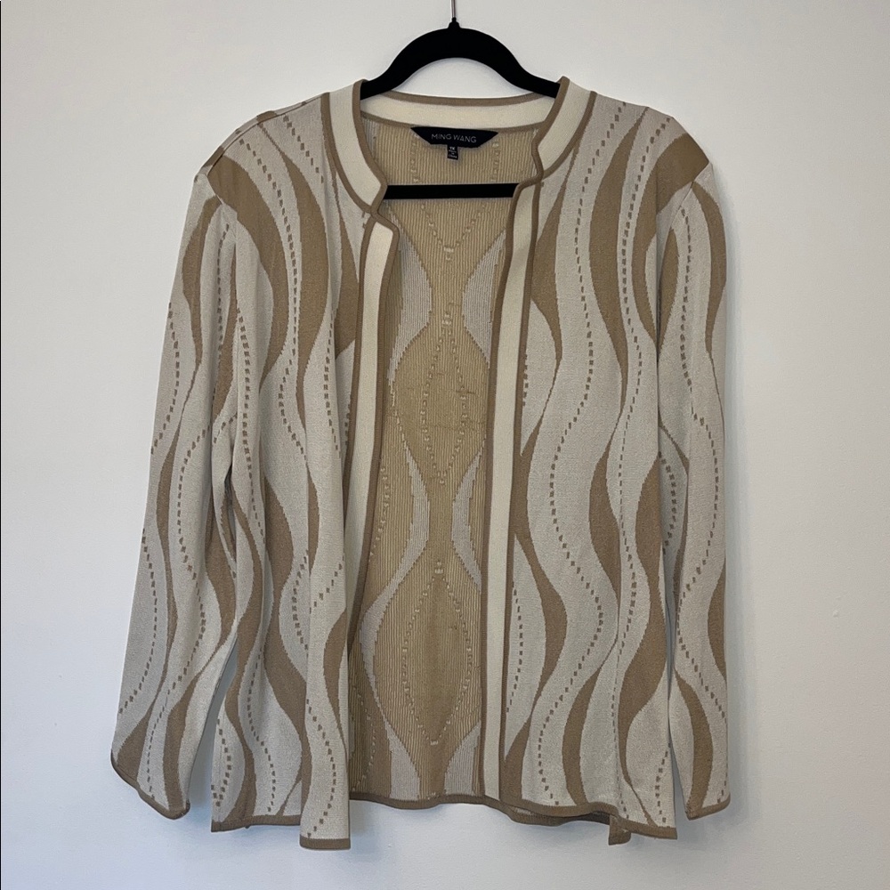 Ming Wang Tan and Cream Sweater